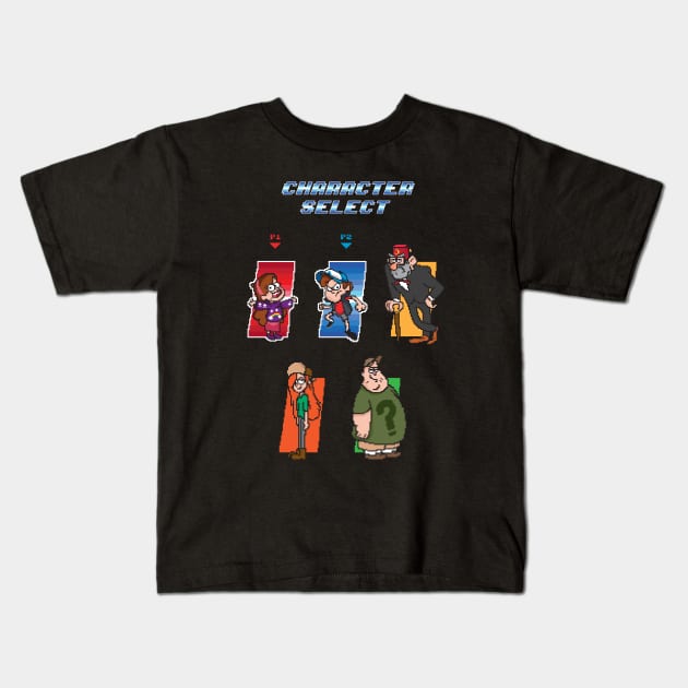 Gravity Falls Character Select Kids T-Shirt by FOUREYEDESIGN